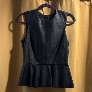 H&M Black Leather Look Peplum Top